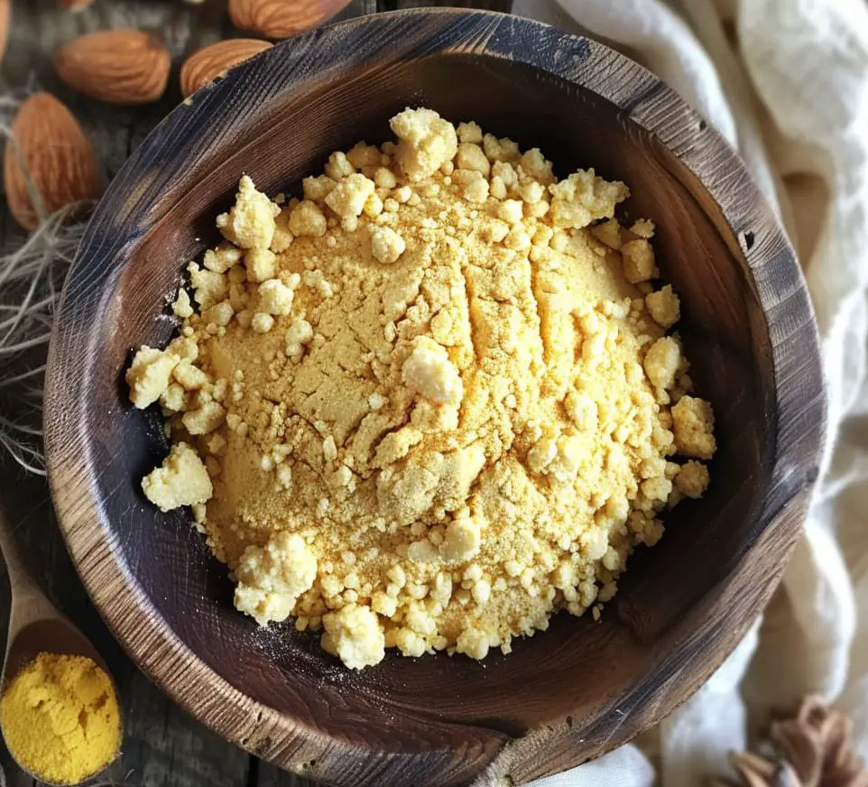 Almond flour and turmeric powder mixed together