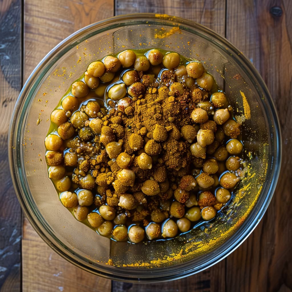 Bowl of chickpeas with spices