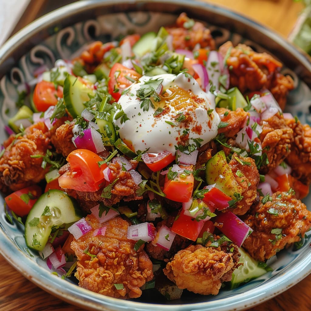 Chicken salad served with Greek yogurt