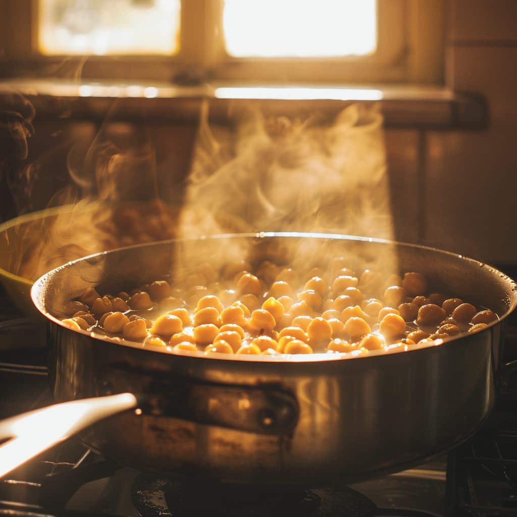 chickpeas boiling in a pot