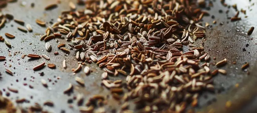 Cumin seeds in a pan roasted