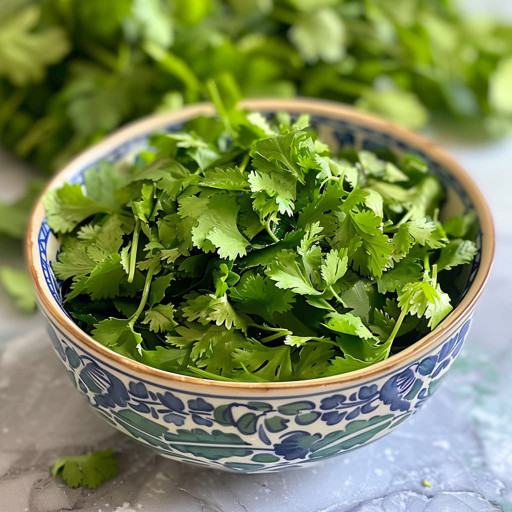 Fresh chopped cilantro and mint leaves