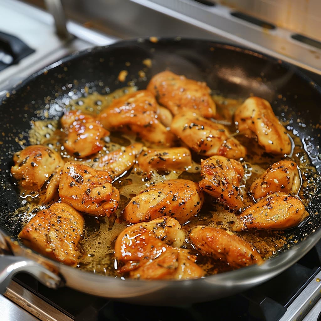 Frying chicken in olive oil