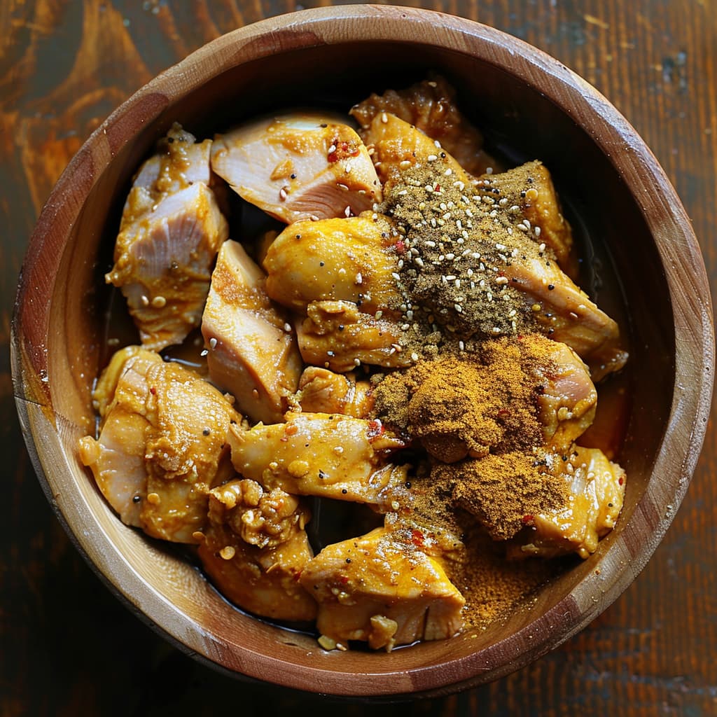 Marinading chicken with spices