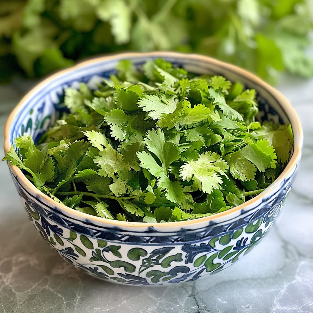 Mint and cilantro leaves in a bowl