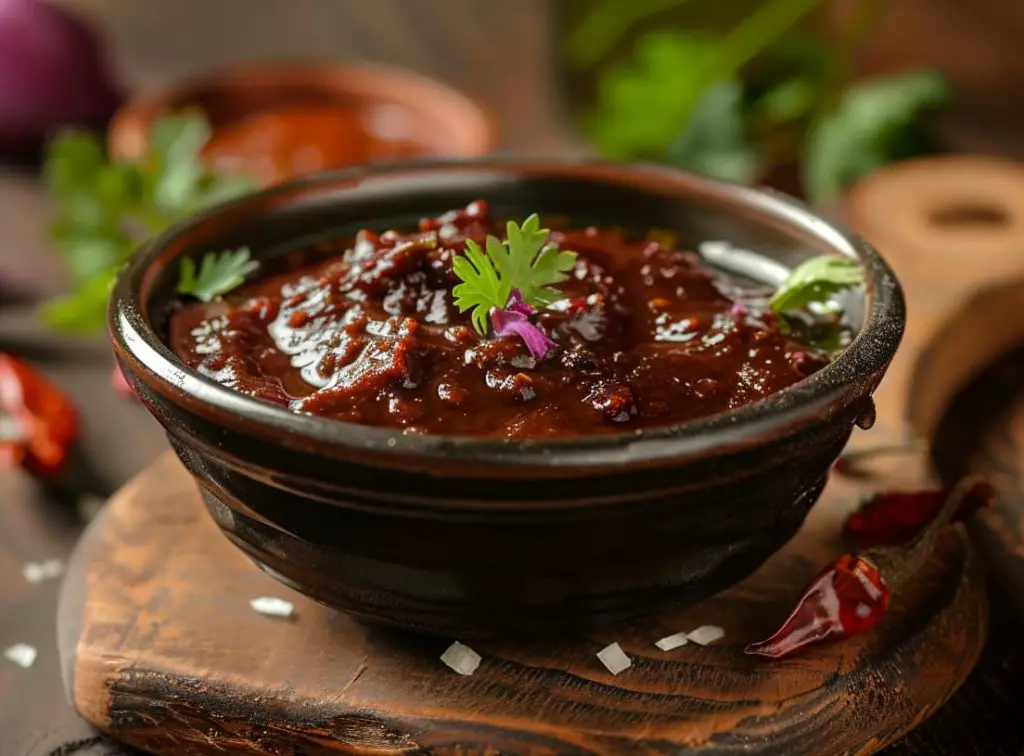 Tamarind chutney served in a bowl