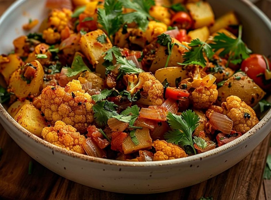 Aloo gobi in a dish