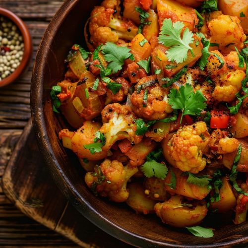 Aloo gobi served in a dish