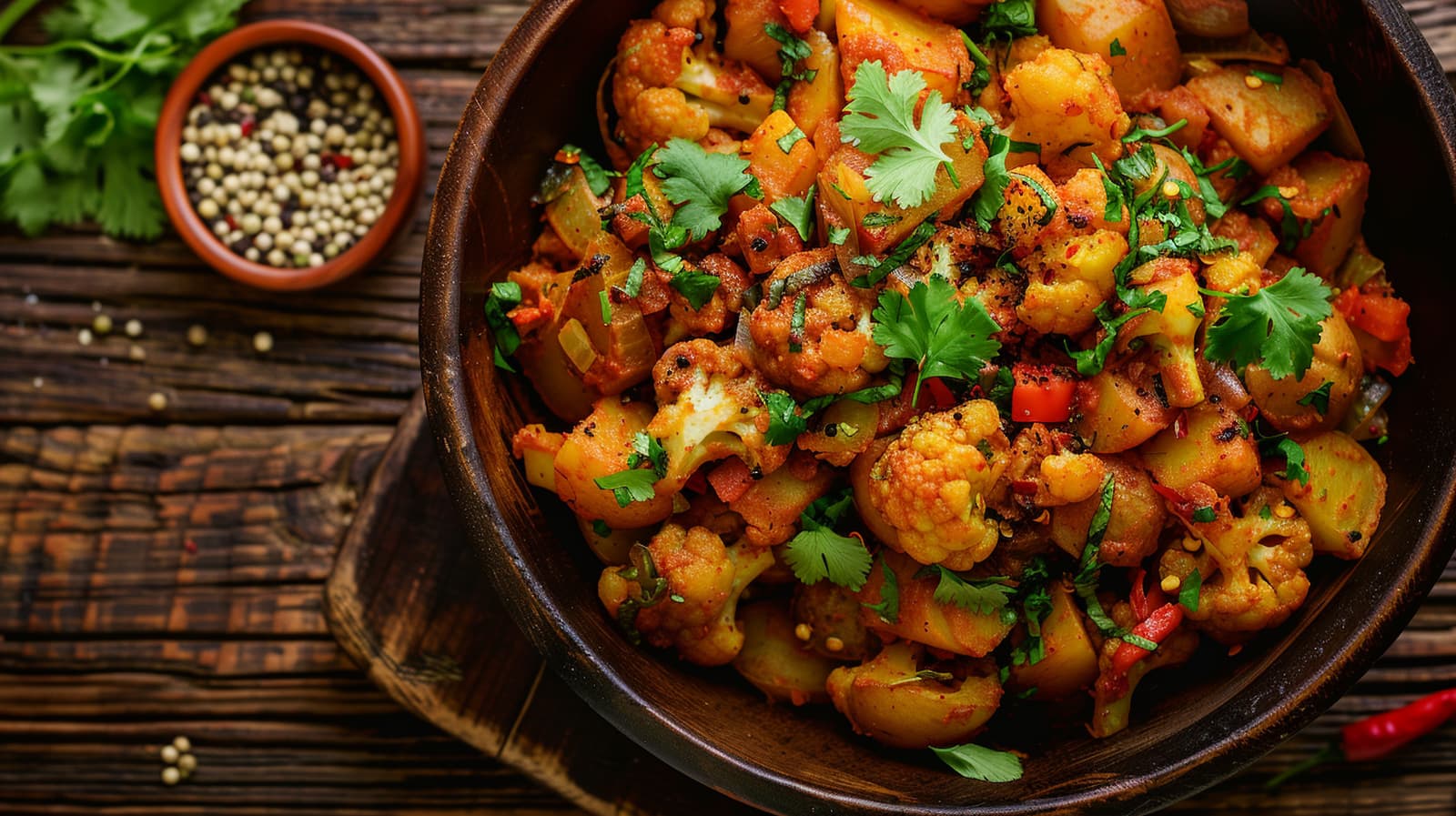 Aloo gobi served in a dish