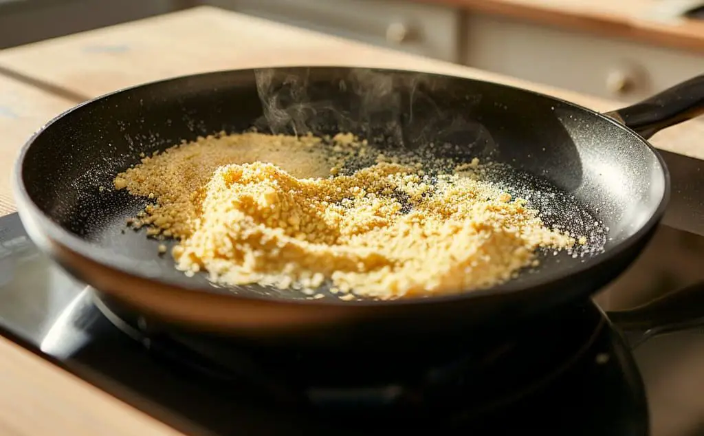 Chickpea flour in a pan