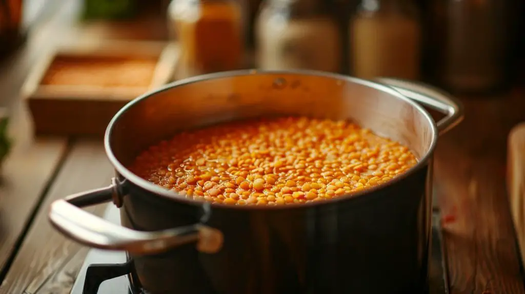 Red lentil kept in a pot full of water