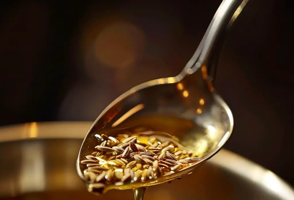 1 teaspoon cumin seeds added to the hot 2tbsp of oil in a medium-sized pot