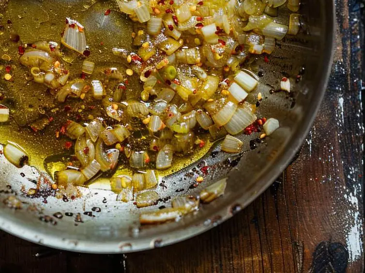In a large pan 2 tbsp olive oil is stirred with chopped sauted onions 