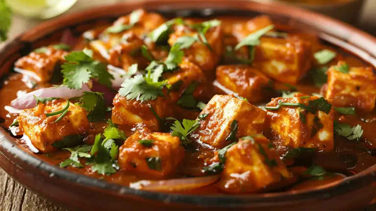 delicious but healthy gravy Indian Chili Paneer on a dish