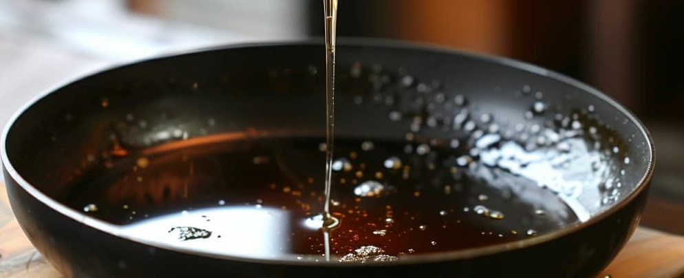 in a black pan 1/4 cup of water and 100g sugar, [sticky transparent syrup one-string consistency formed