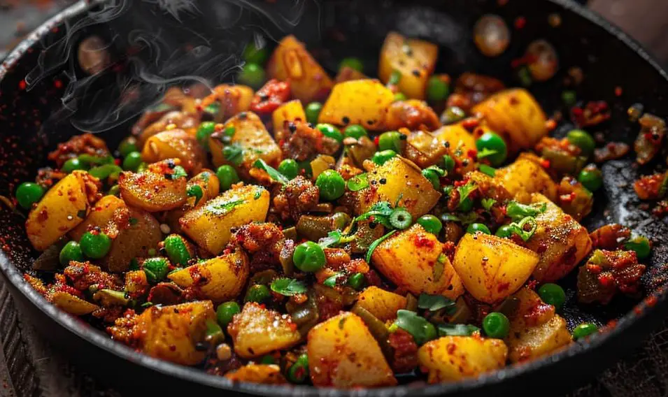 aloo matar cooking