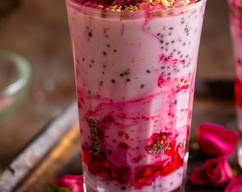 indian rose falooda preparation