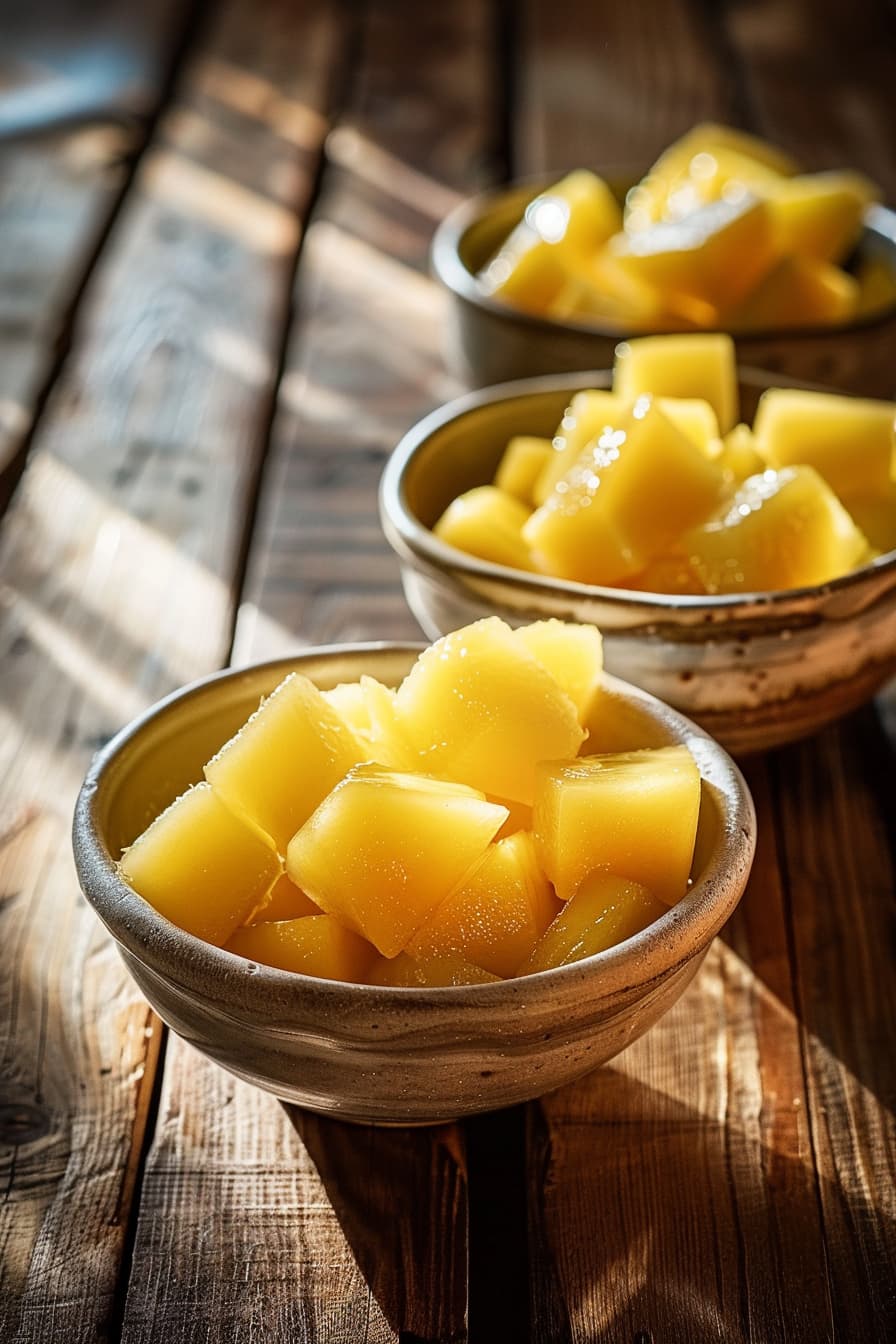 peeled and finely diced RAW mangoes kept in 3 cups