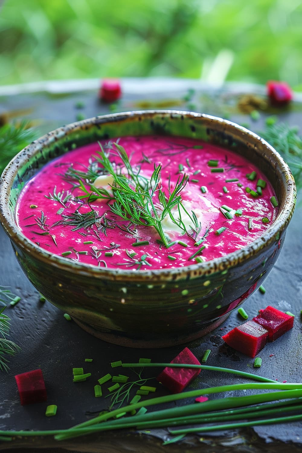 Chilled Beet Soup with Yogurt and Herbs