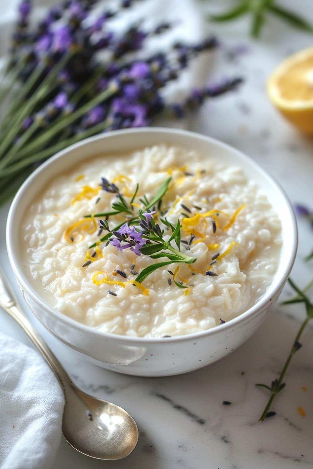 Chilled Lavender Rice Pudding