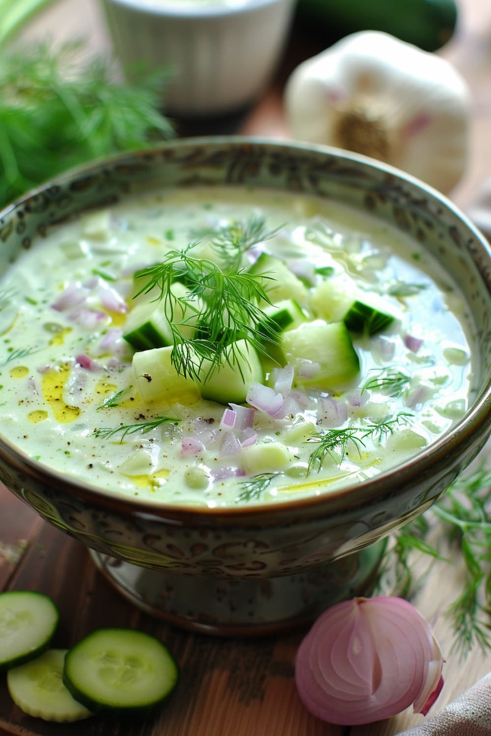 Cold Cucumber Soup with Greek Yogurt and Dill