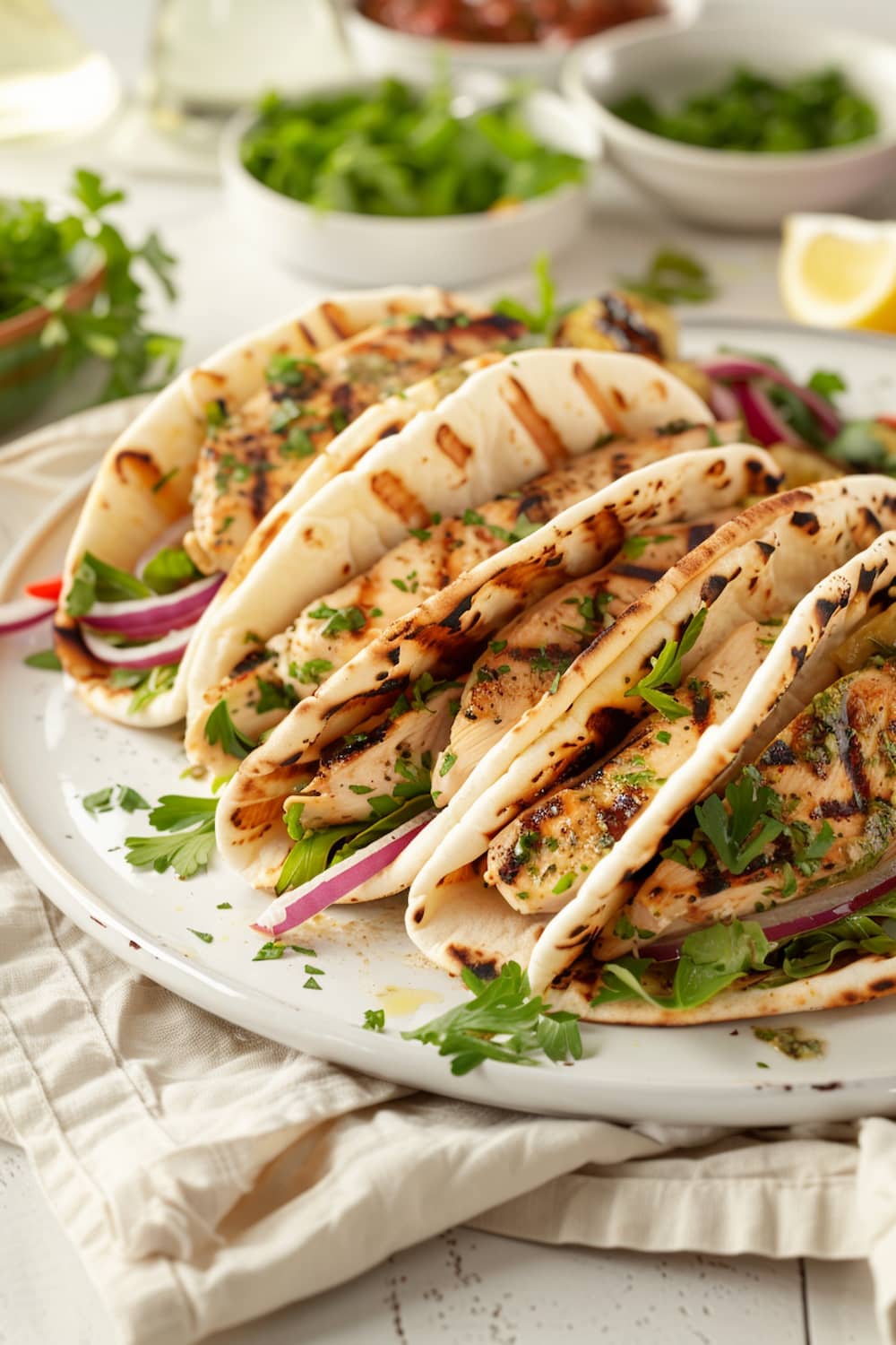 Grilled Greek Chicken Pitas