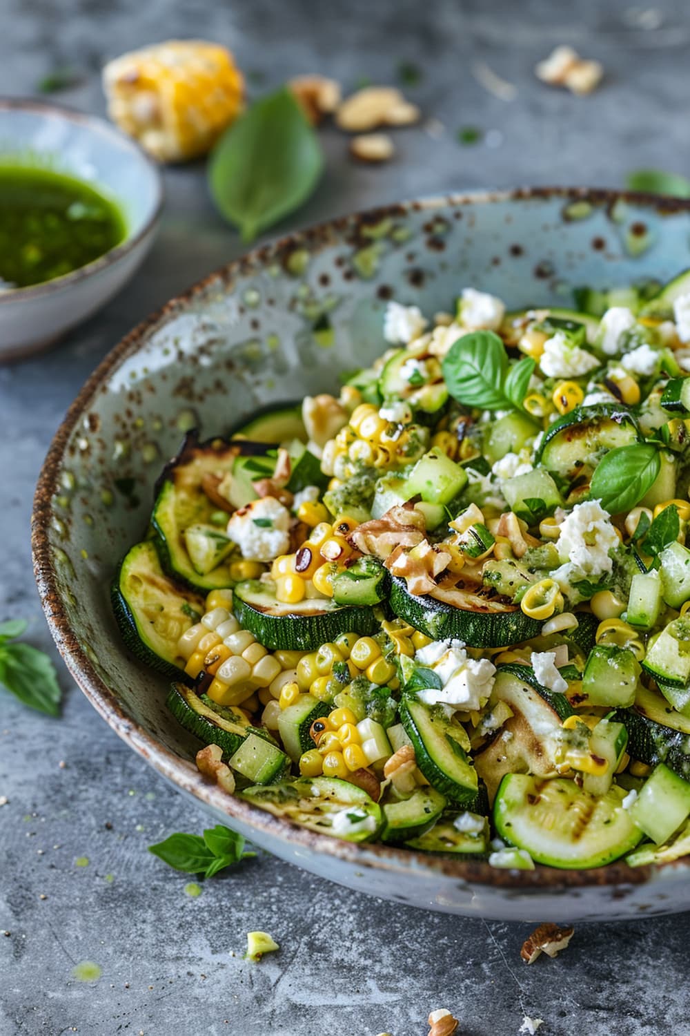 Grilled Corn and Zucchini Salad with Basil Vinaigrette