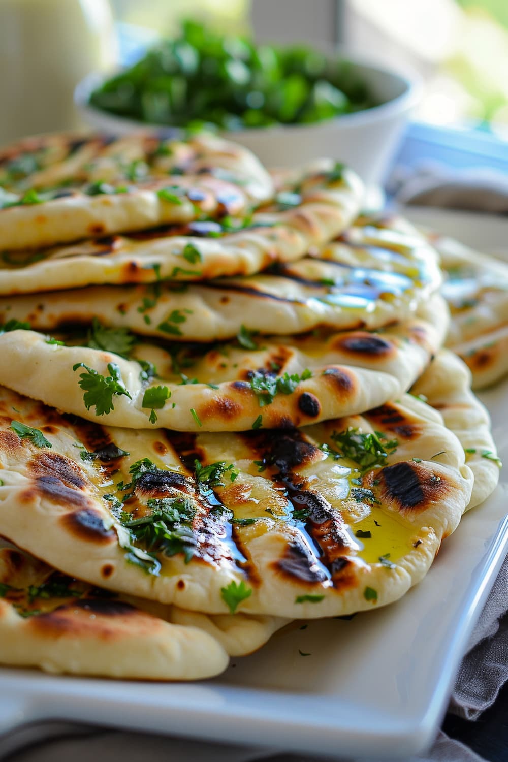 Grilled Naan with Herbed Garlic Butter