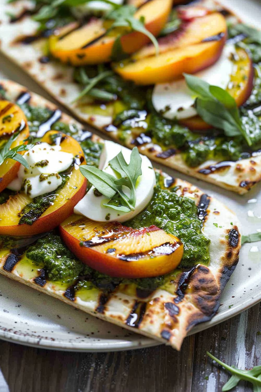 Grilled Peach and Arugula Flatbread Pizza