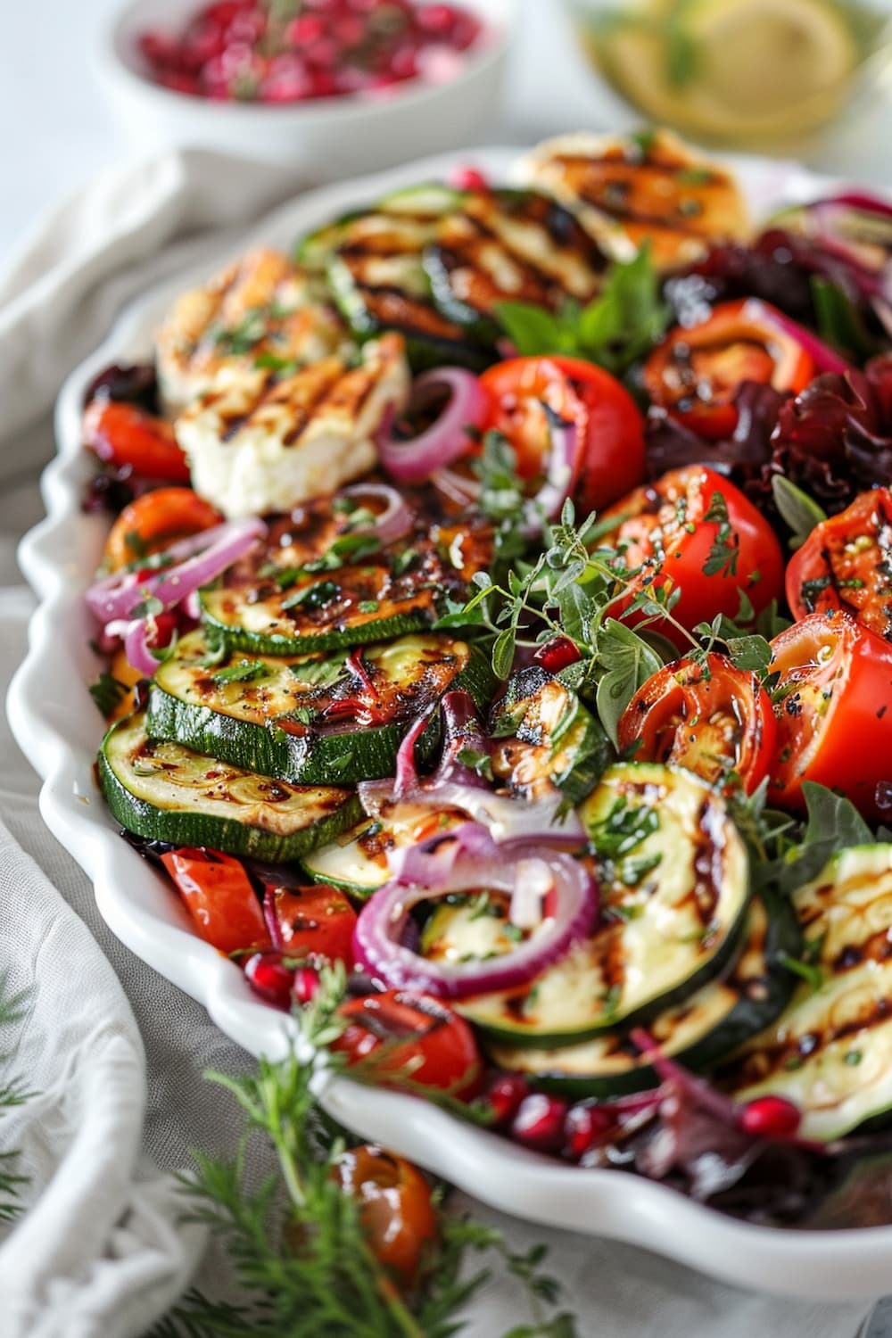 Grilled Vegetable Salad with Herbed Yogurt Dressing