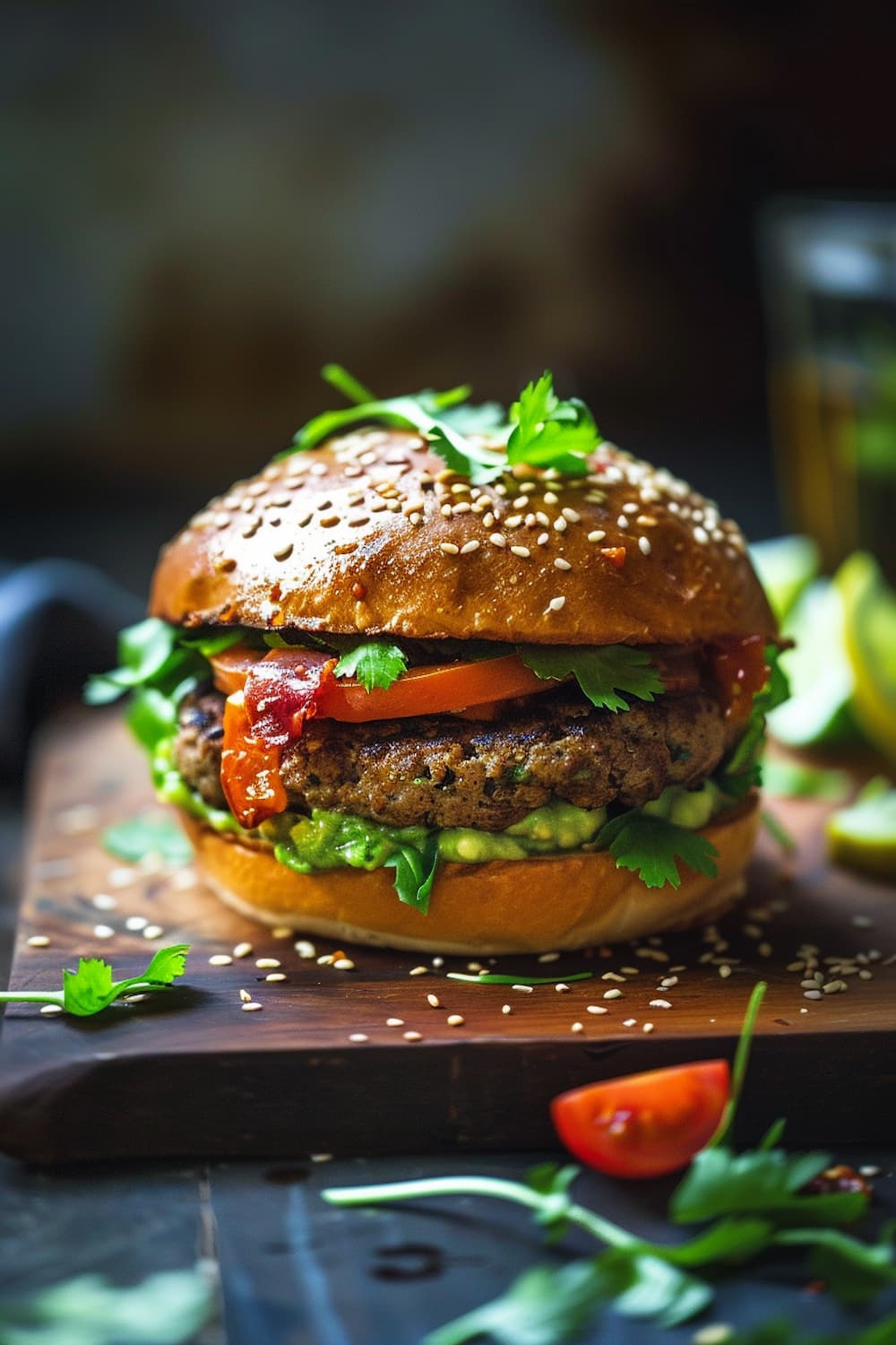 Grilled Veggie Burgers with Avocado Ranch Dressing