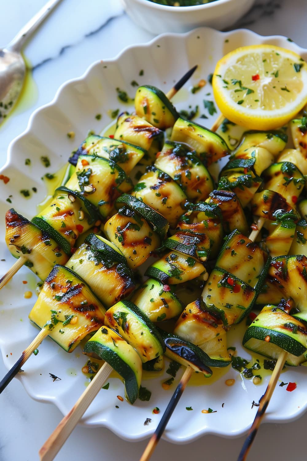 Grilled Zucchini Ribbons with Herbs and Garlic