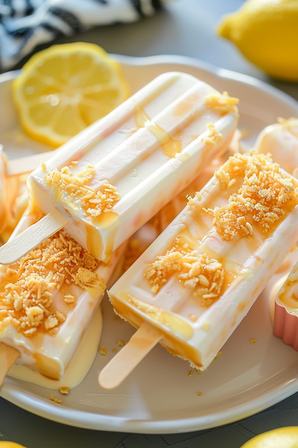 Honey Lemon Frozen Yogurt Popsicles