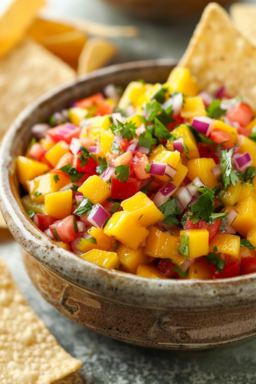 Colorful Fruit Salsa with Tortilla Chips