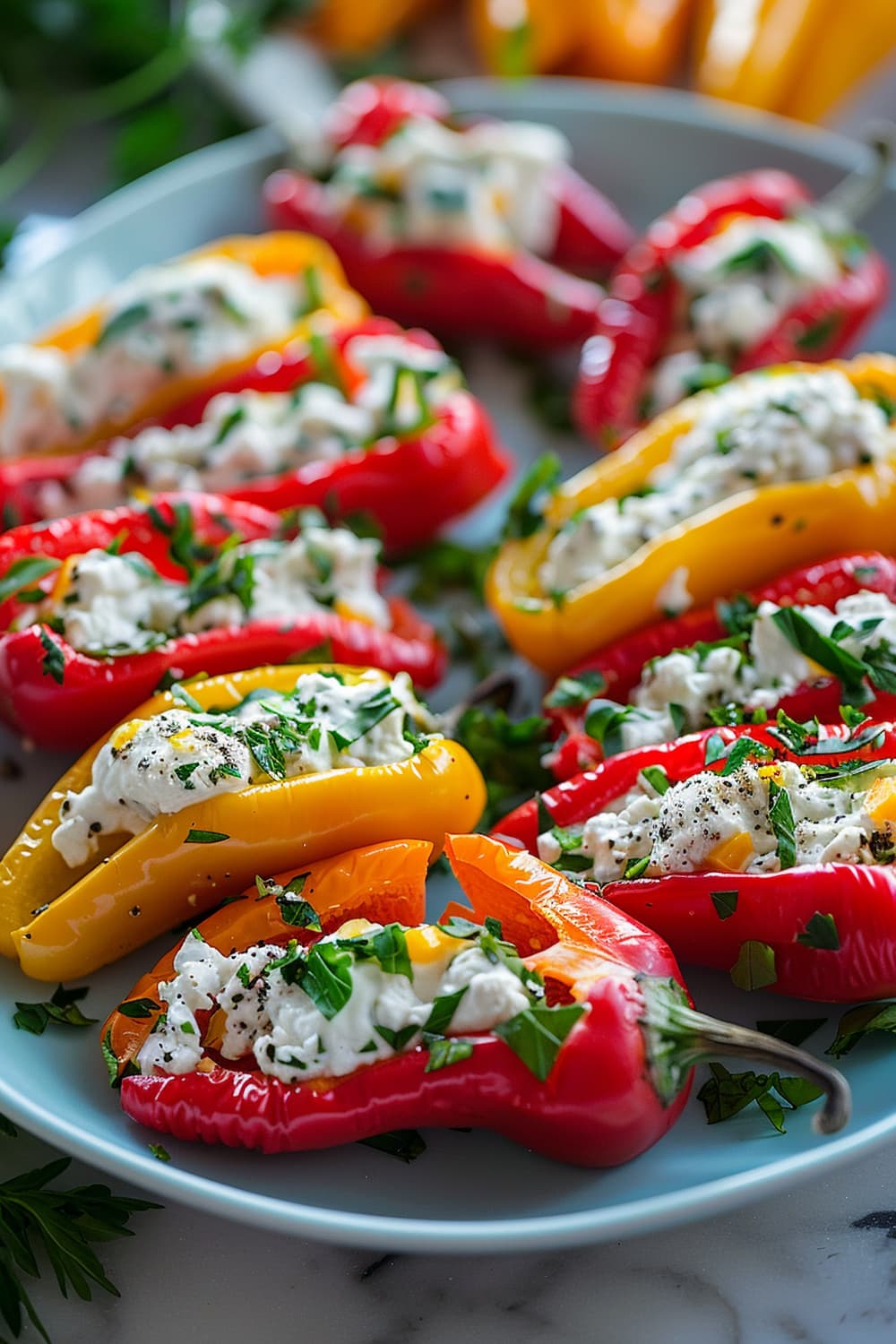 Mini Bell Peppers Stuffed with Herbed Goat Cheese