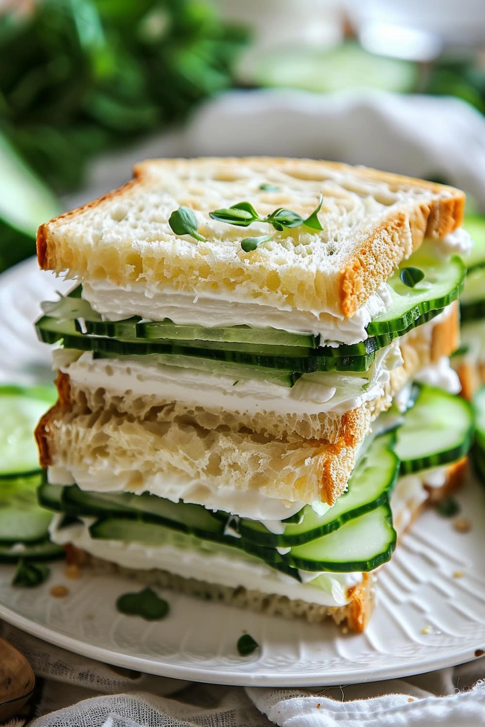 Mini Cucumber Sandwiches with Herbed Cream Cheese