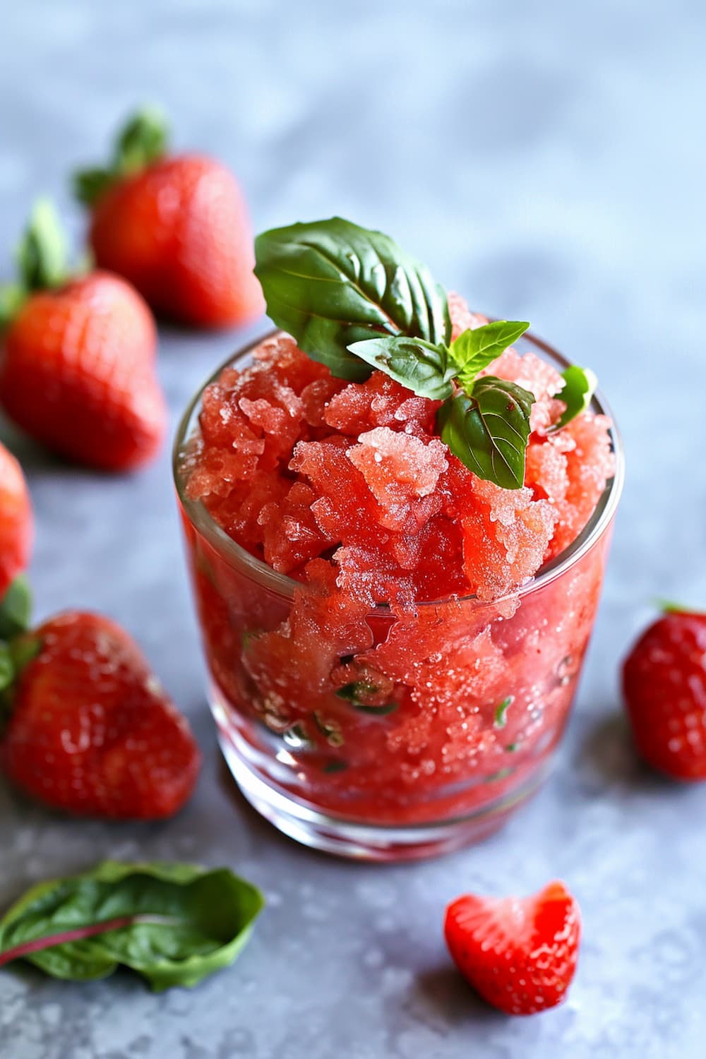 Strawberry Basil GranitaBasil Granita