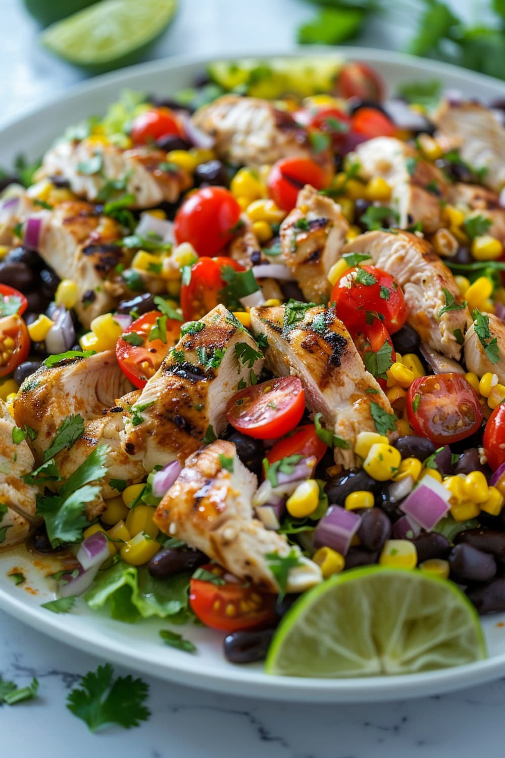 Tex Mex Chicken and Corn Salad with Cilantro-Lime Dressing