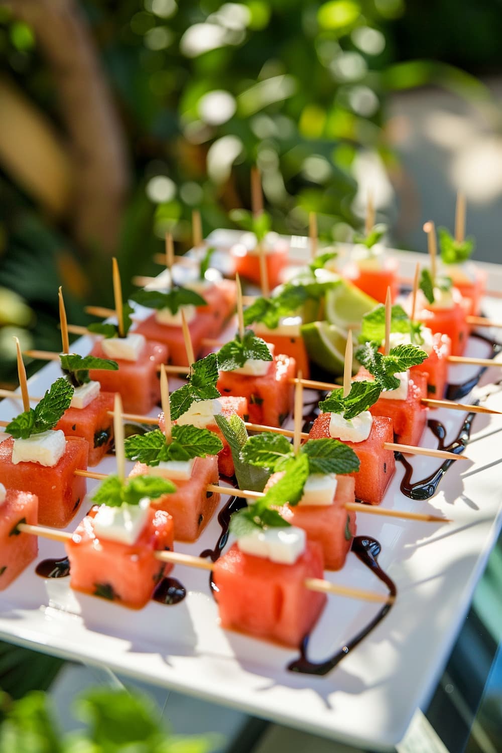 Watermelon, Feta, and Mint Skewers