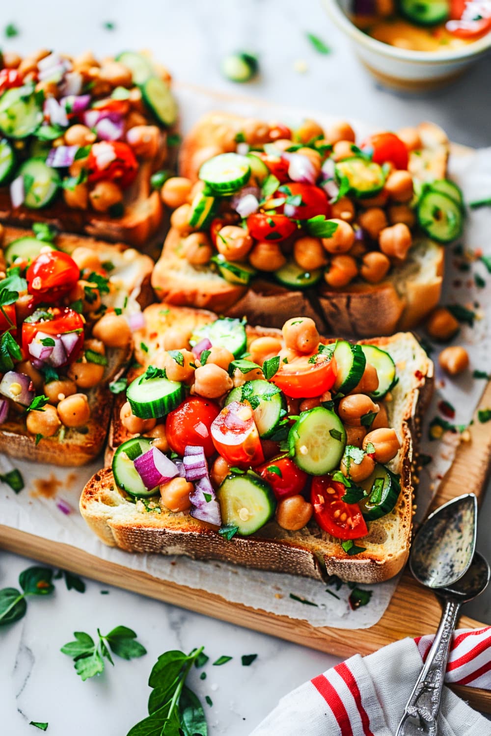 Chickpea Salad Sandwich with Fresh Veggies and Herbs