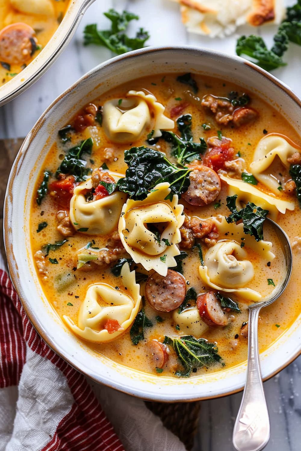 Creamy Pesto Tortellini Soup