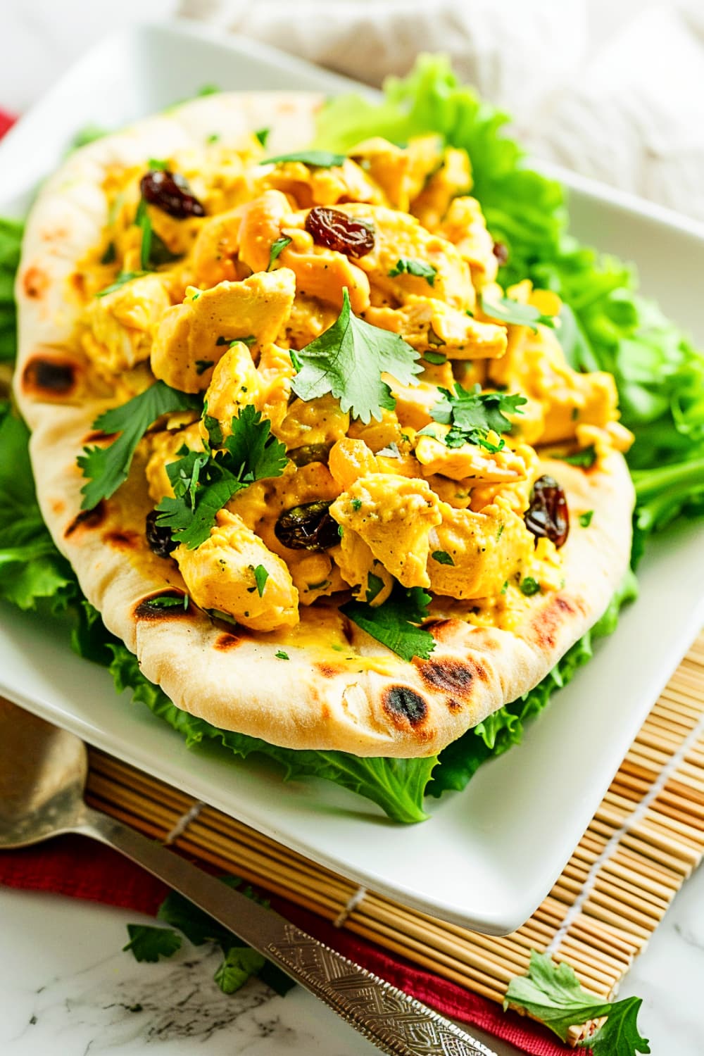 Curried Chicken Salad Sandwich on Naan