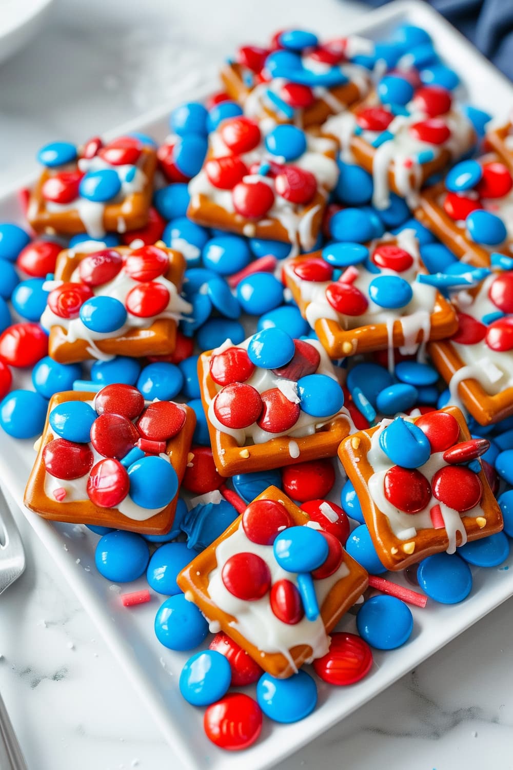 Easy Patriotic Pretzel Bites