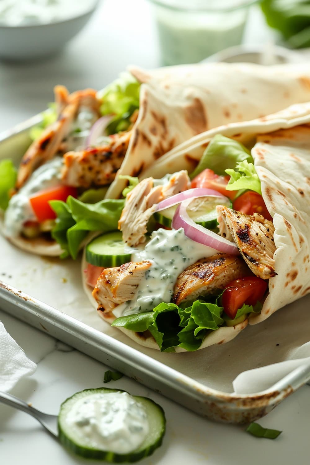 Greek Chicken Pita Wraps