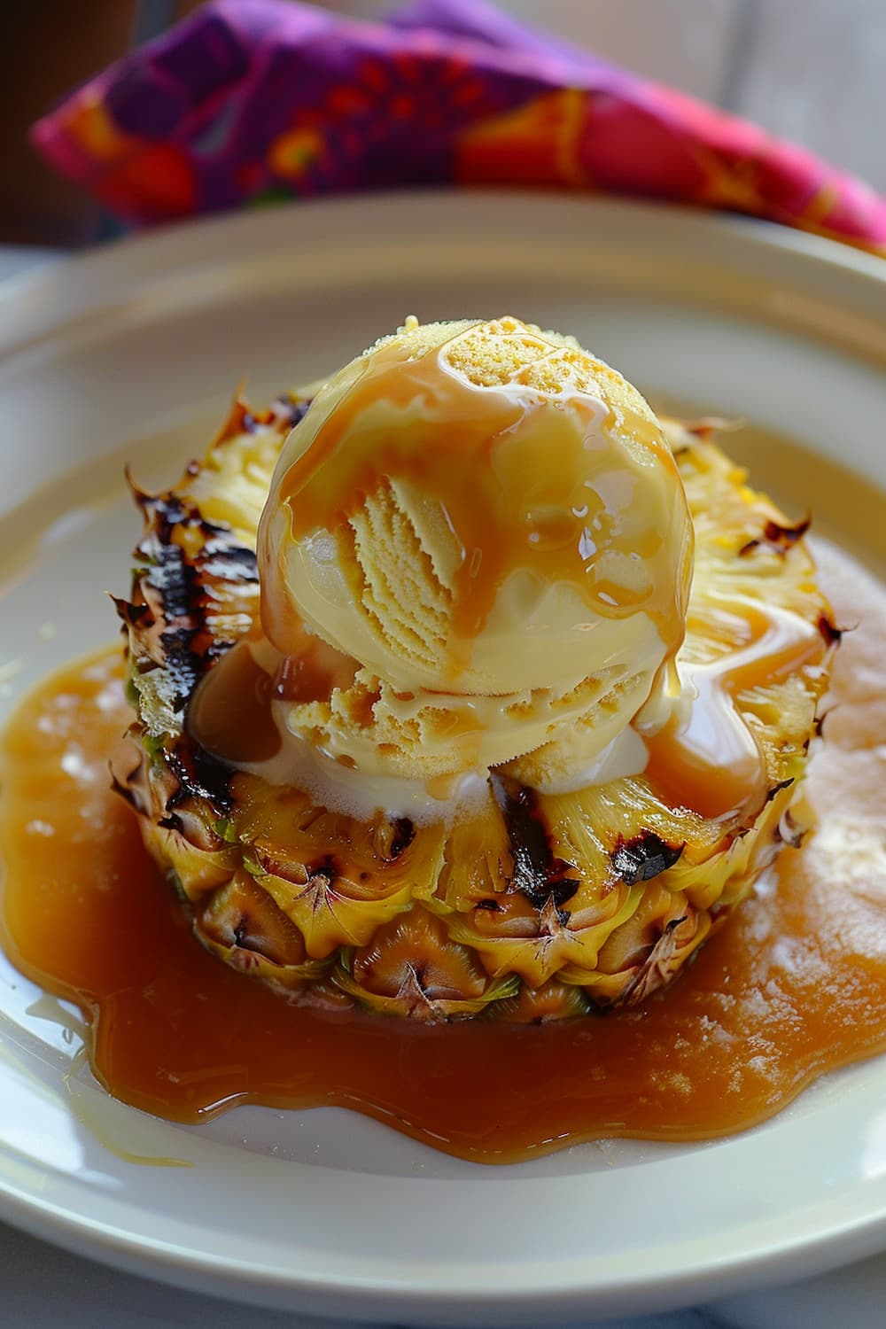 Grilled Pineapple Caramel Sundaes