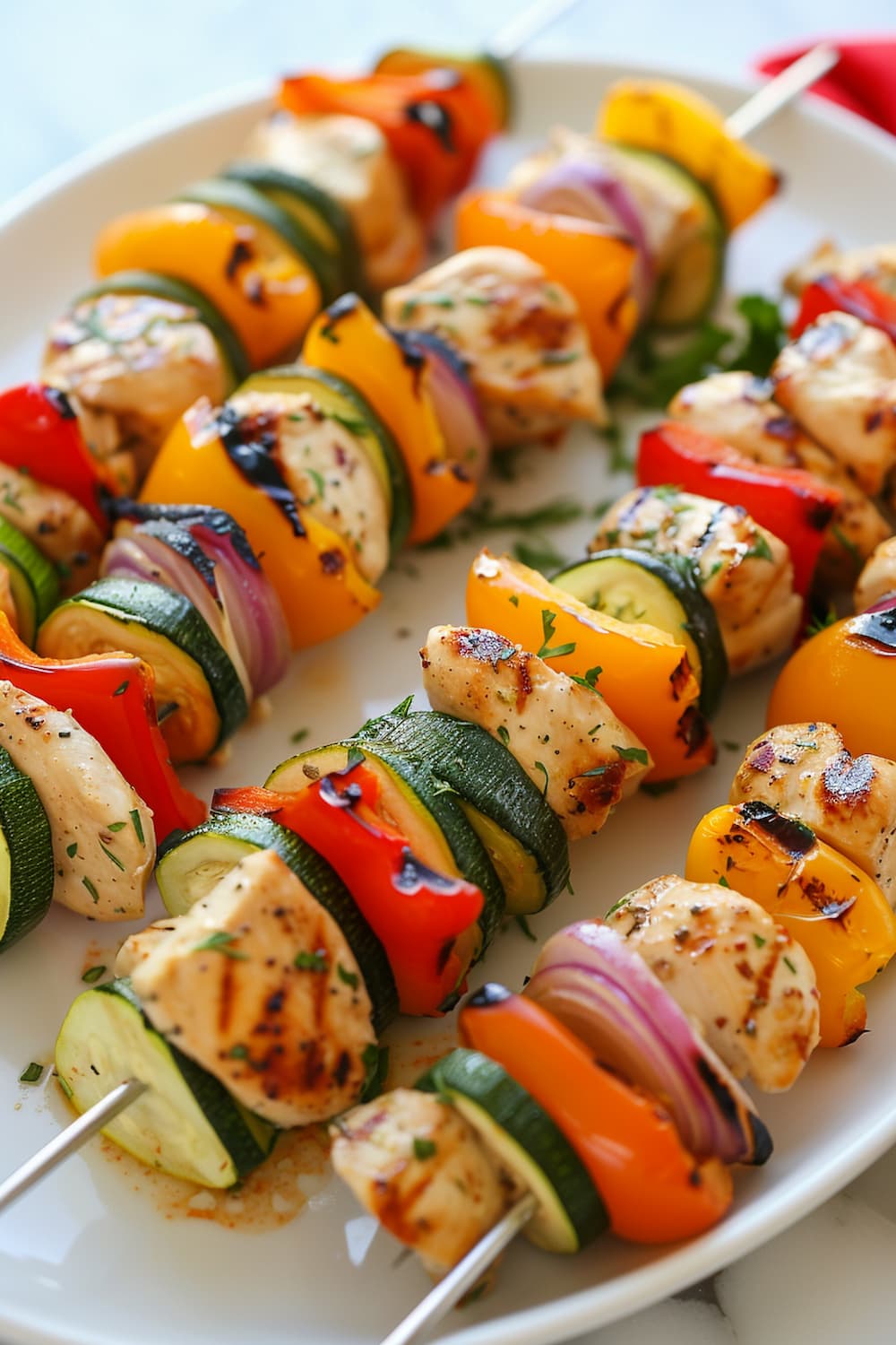 Lemon Herb Chicken Kabobs with Grilled Vegetables