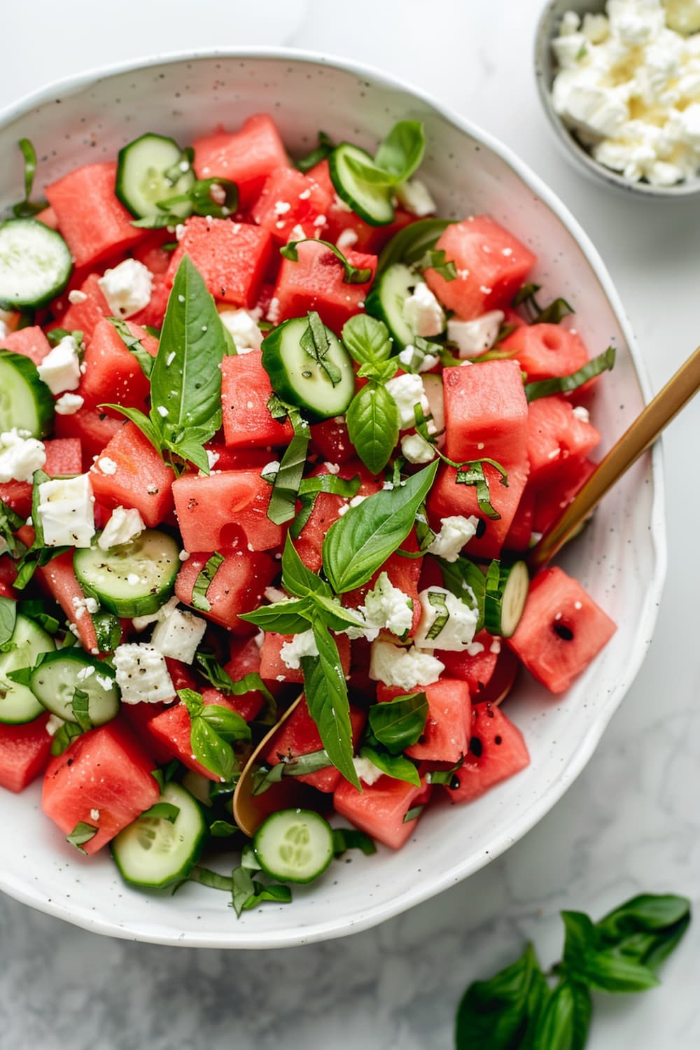 Watermelon, Cucumber, and Feta Salad with Honey-Lime Dressing