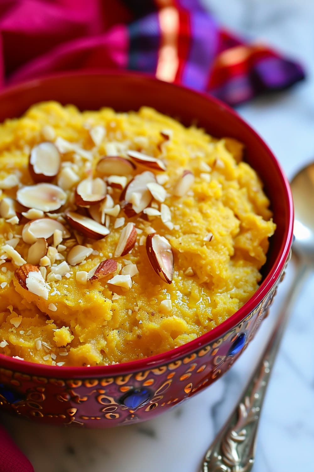 Moong Dal Halwa with Chopped Dates