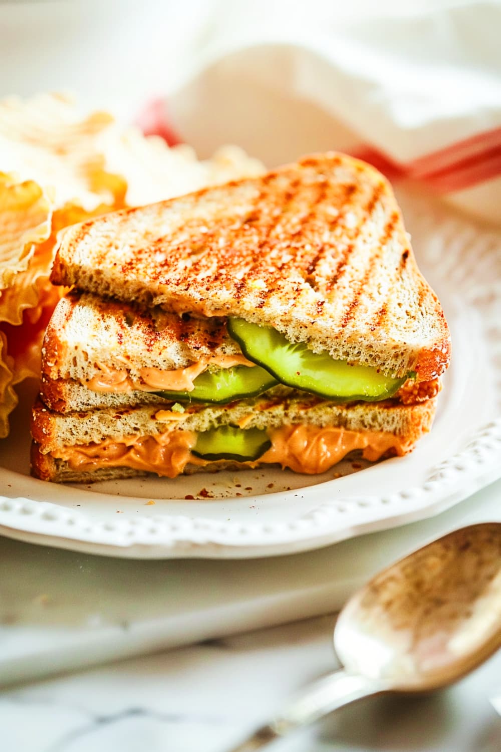 Peanut Butter Sandwich With Sriracha and Pickles