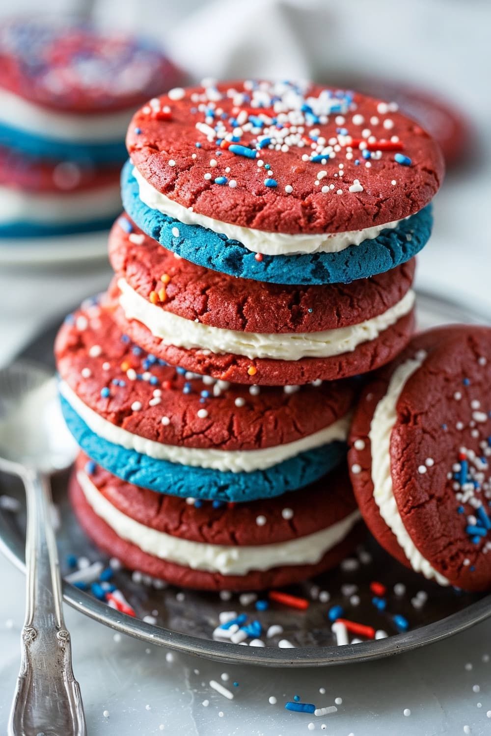 Red, White and Blue Cookie Sandwiches